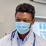 African American physician wearing a face mask